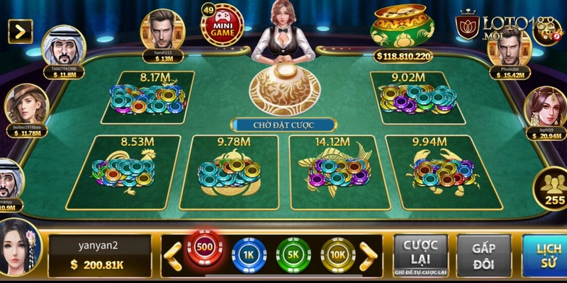 Bầu Cua 1s Loto188 – Thắng Lớn Chỉ Trong Chớp Mắt 1 (Ảnh 1: Giao diện bàn chơi bầu cua 1s Loto188 với 3 xúc xắc 3D và bảng đặt cược)